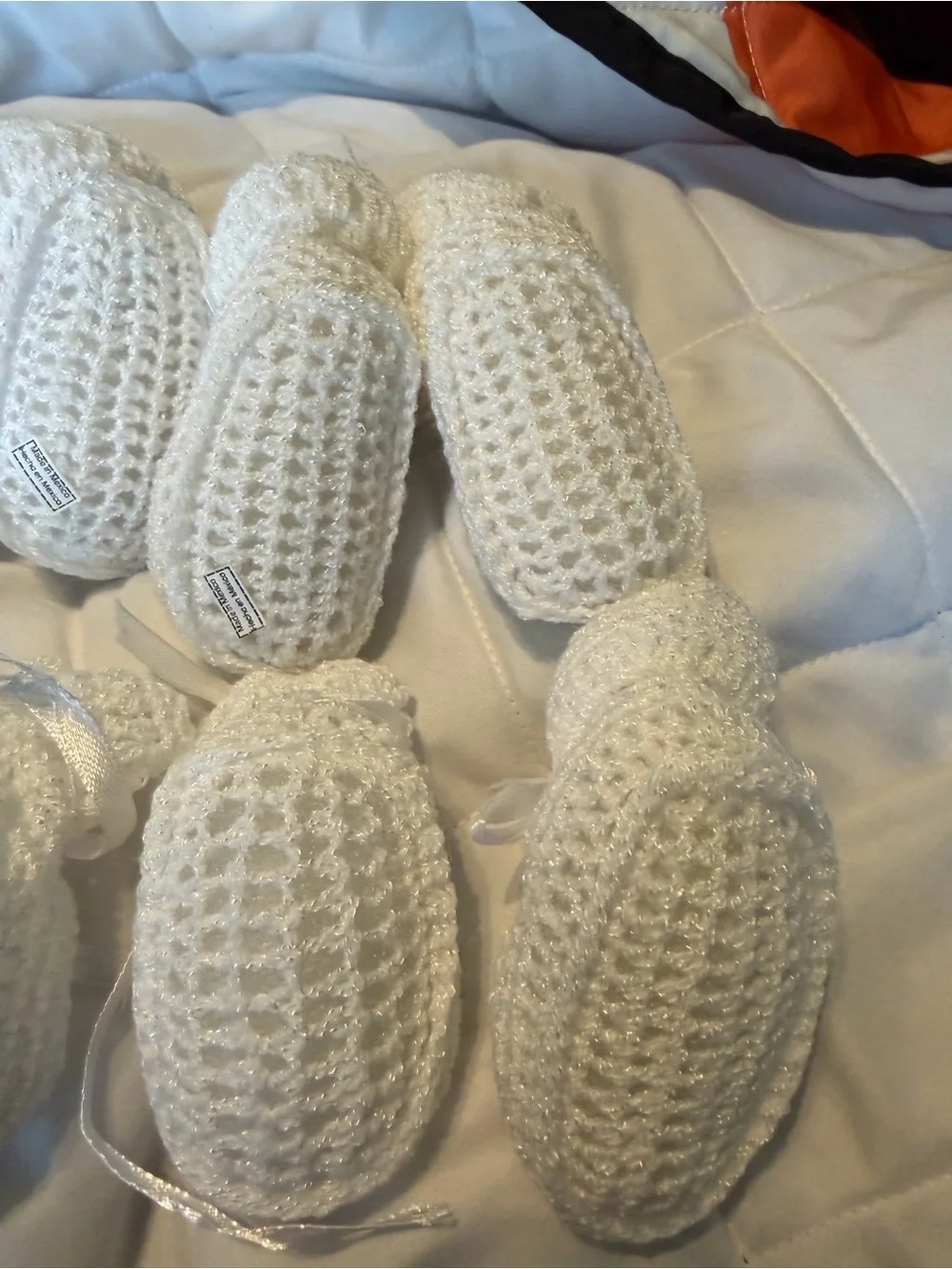 Classic White Crochet Baby Booties with Satin Ribbon